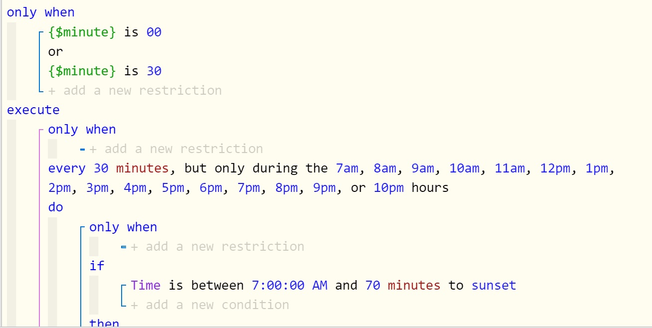 Every 30 mins between 7am and sunset Piston Design Help